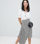 Monki Mixed Stripe Midi Skirt