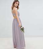 Tfnc Petite Embellished Back Detail Maxi Bridesmaid Dress - Gray