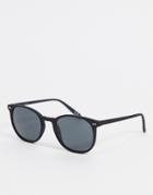 Asos Design Square Sunglasses In Matte Black Plastic With Smoke Lens