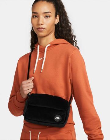 Nike Sportswear Futura 365 Velour Crossbody Bag In Black
