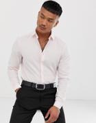 Asos Design Stretch Slim Check Smart Shirt In Pink - Pink