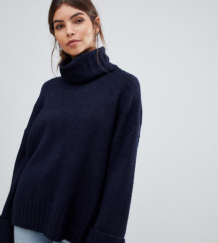 Micha Lounge High Neck Sweater In Chunky Knit - Navy
