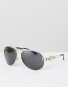 Versace Aviator Sunglasses With Side Medusa - Black