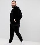 Asos Plus Tracksuit Oversized Velour Hoodie/ Skinny Jogger In Black - Black