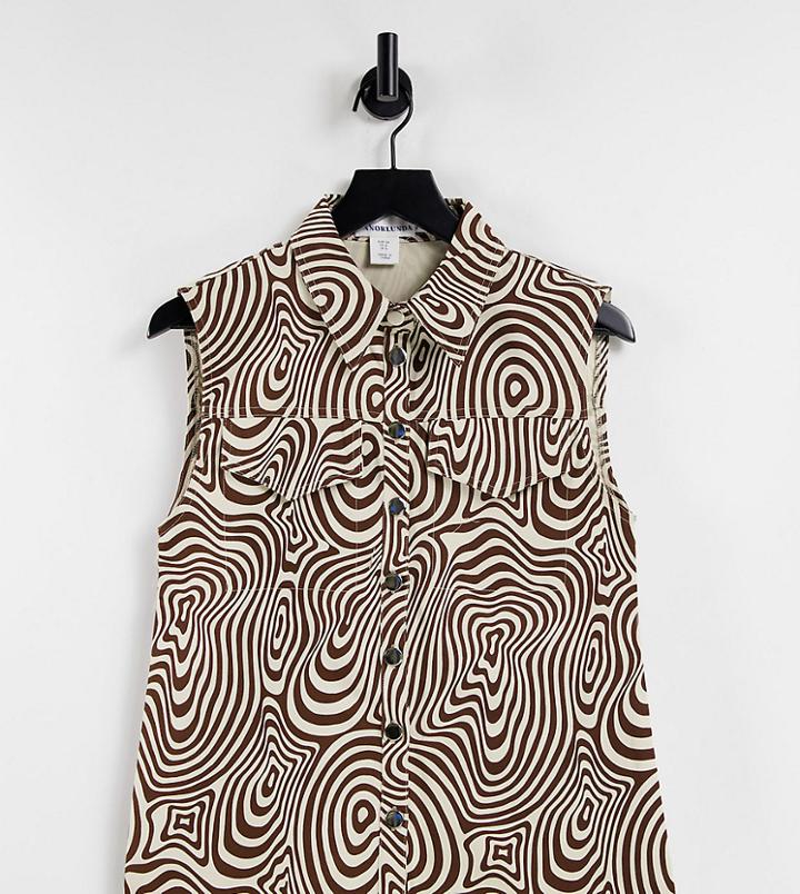 Annorlunda Coordinating Denim Vest In Swirl Print-multi