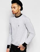 Religion Knitted Sweater With Contrast Trim - Gray Marl