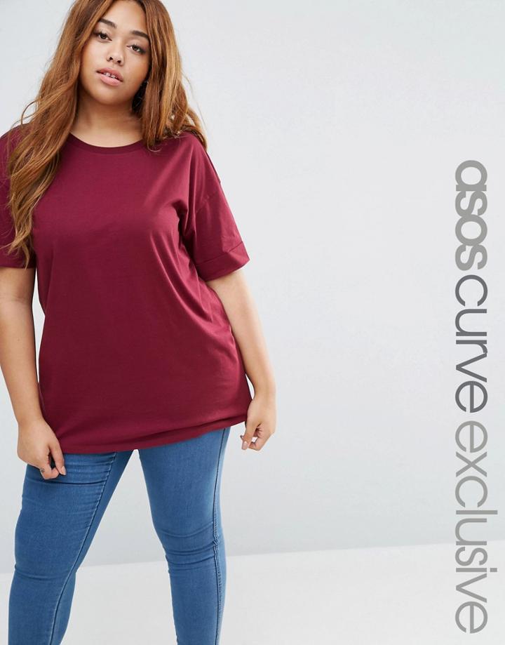 Asos Curve Oversized Tunic T-shirt - Red