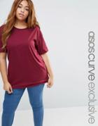 Asos Curve Oversized Tunic T-shirt - Red