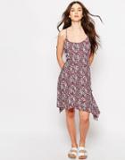 Brave Soul Printed Hanky Hem Dress - Pink