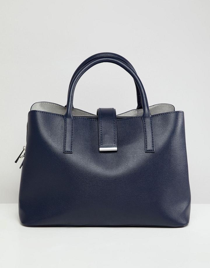 Asos Design Soft Pinch Lock Tote Bag - Navy
