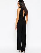 Influence High Split Jumpsuit With Cut Out Back - Black