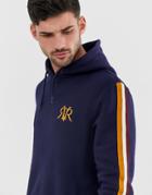 River Island Hoodie With Side Tape In Navy - Navy