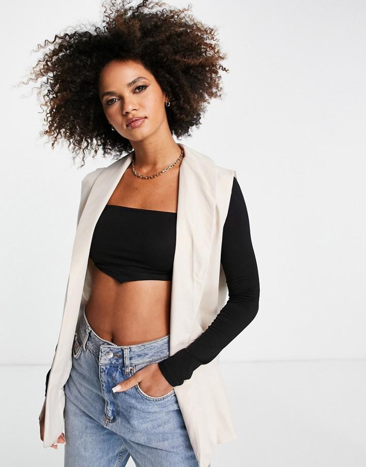 Public Desire Sleeveless Blazer In Cream - Part Of A Set-neutral