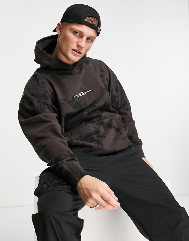 Good For Nothing Oversized Bleached Hoodie In Black And Brown - Part Of A Set-multi