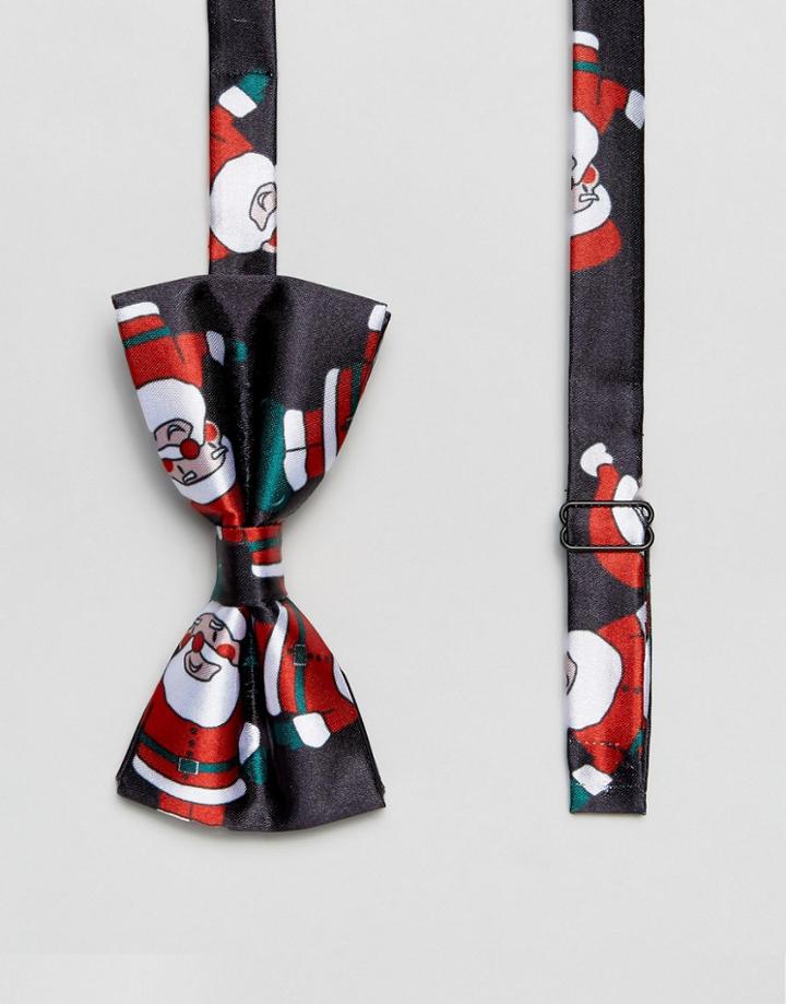 7x Holidays Santa Print Bow Tie - Blue
