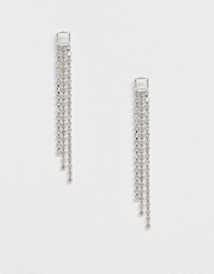 Krystal London Swarovski Crystal Opposite Shower Earrings - Silver