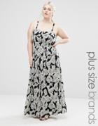 Lovedrobe Plus Maxi Dress In Abstract Print - Black