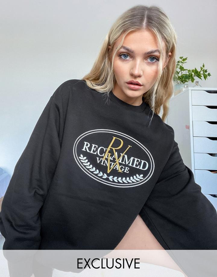 Reclaimed Vintage Inspired Sweatshirt With Rv Crest Embroidery In Black