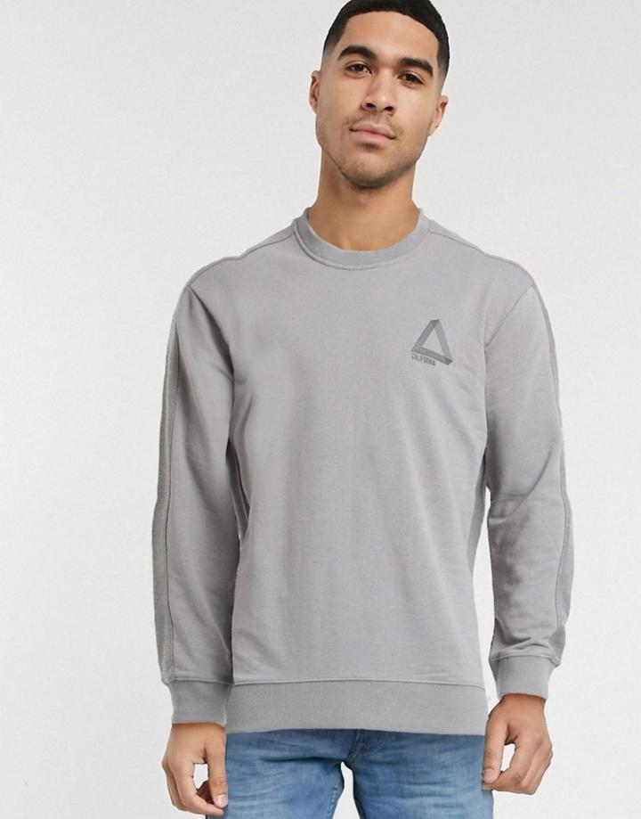 New Look Cali Reverse Loop Sweat In Light Gray-grey