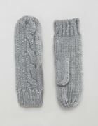 Alice Hannah Sparkle Cable Mittens - Gray