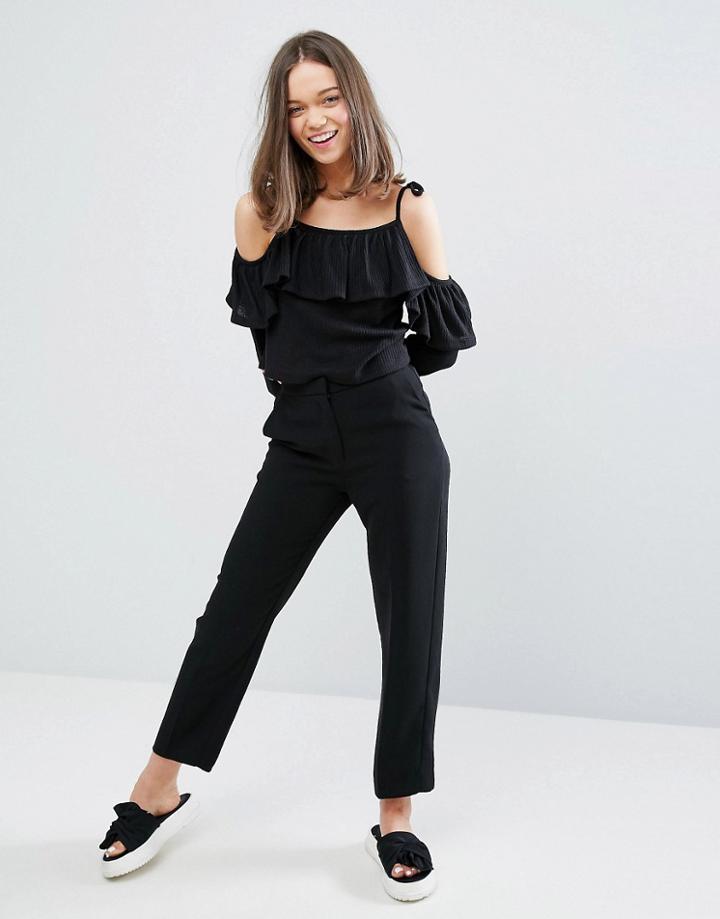 Monki Straight Leg Pants - Black