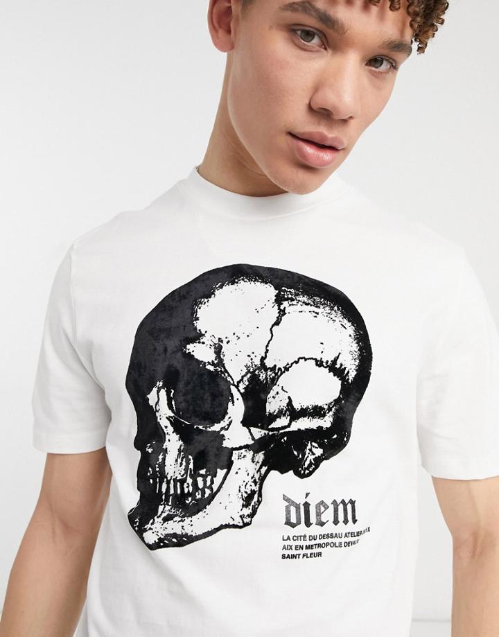 River Island T-shirt With Skull Print In White