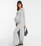 Missguided Maternity Long Sleeve Midaxi Cardigan In Gray