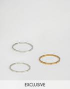 Reclaimed Vintage Bevelled Rings In 3 Pack - Multi
