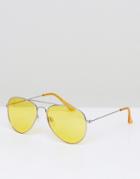 Berskha Yellow Aviator Sunglasses - Yellow