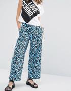 Love Moschino Wide Leg Animal Print Pants - Blue