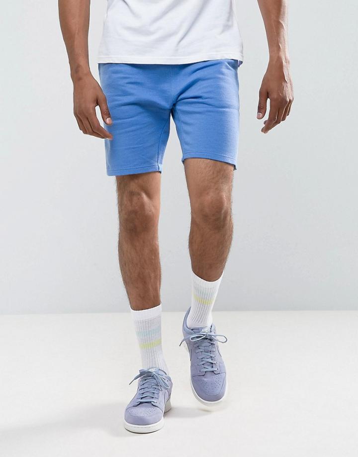 Asos Skinny Jersey Shorts In Blue - Blue