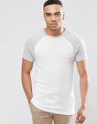 Asos Longline Muscle T-shirt With Tonal Raglan Sleeves In Knitted Fabric