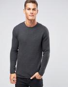 Selected Homme Melange Ribbed Knitted Sweater - Gray