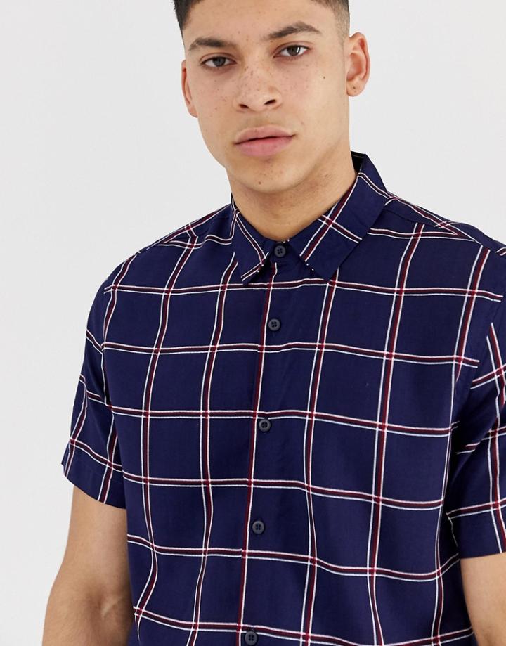 New Look Regular Fit Shirt In Navy Check - Navy