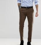 Heart & Dagger Skinny Suit Pants In Donegal - Brown