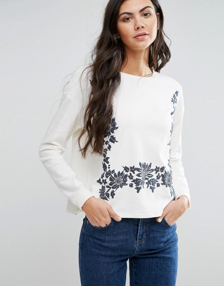 First & I Embroided Sweatshirt - White