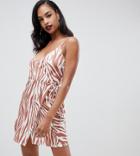 Asos Design Zebra Cami Wrap Mini Dress - Multi