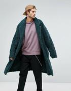 Asos Extreme Oversized Borg Duster Coat - Green