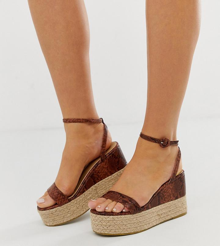 Raid Wide Fit Snake Flatform Espadrille Sandals