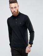 Farah Knitted Polo Shirt In Merino Wool Slim Fit Black - Black