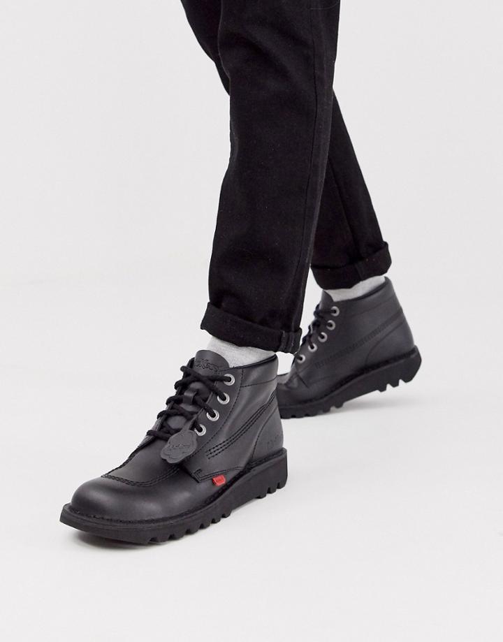 Kickers Kick Hi Boots In Black Leather