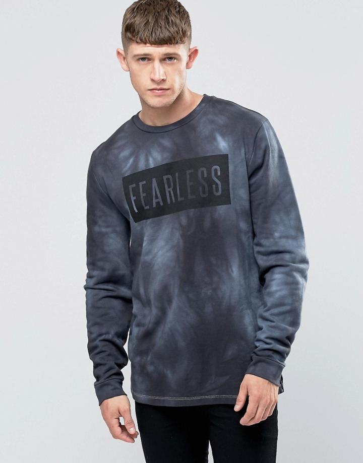 Asos Tie Dye Sweatshirt With Fearless Print - Blue