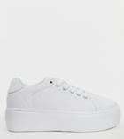 Truffle Collection Wide Fit Flatform Sneakers - White