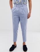 Asos Design Tapered Crop Smart Pants In Baby Blue