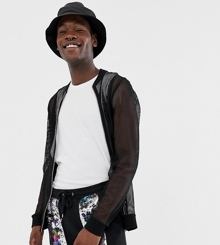 Asos Design Tall Two-piece Jersey Skinny Shorts In Shorter Length With Sequins In Black