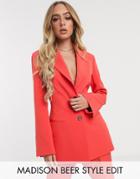 Asos Design Pop Waisted Suit Blazer - Red