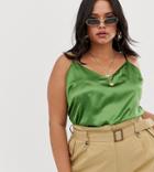 Asos Design Curve Satin Cami - Green