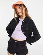 Monki Linette Cropped Jacket In Black