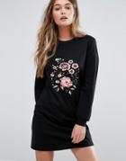 New Look Embroidered Sweat Dress - Black