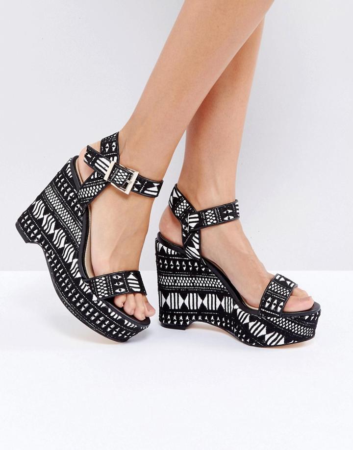 Miss Selfridge Brocade Lace Platform Wedge - Multi